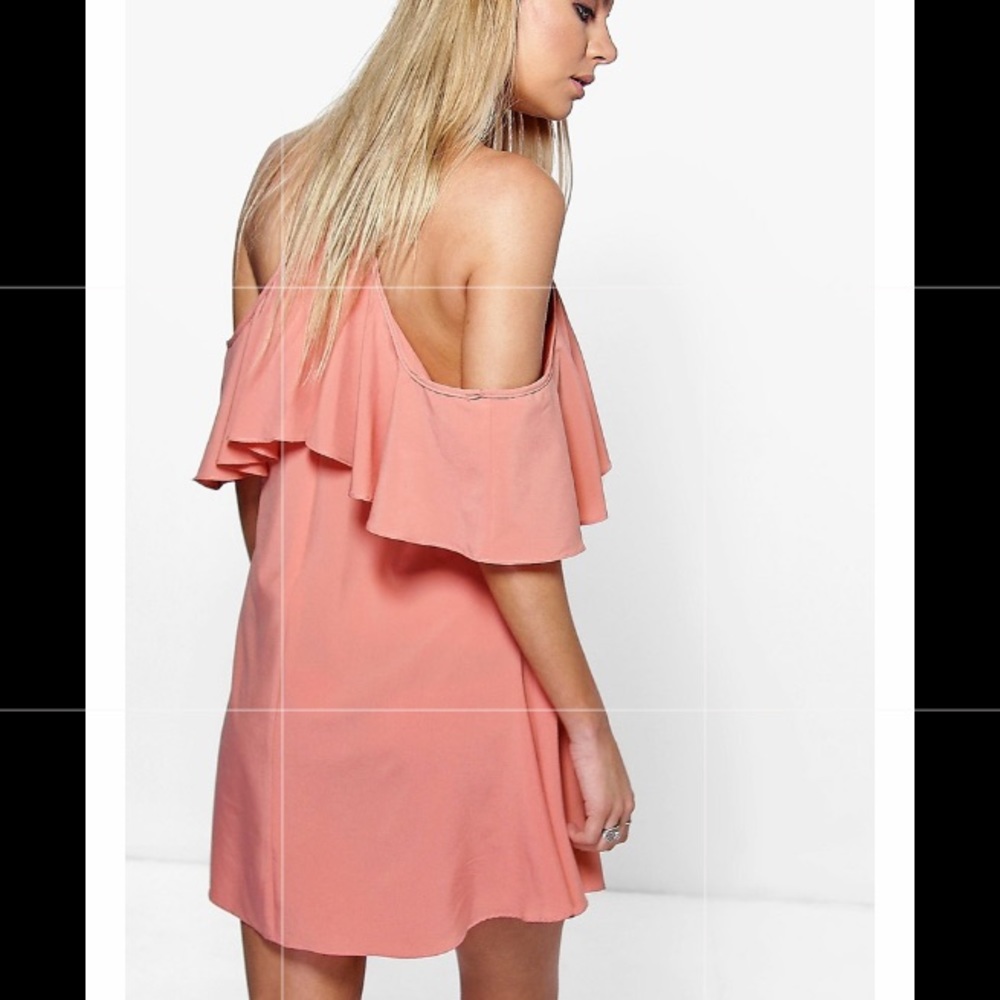 Coral flutter sleeve dress
